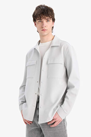 Regular Fit Çift Cepli Twill Uzun Kollu Gömlek