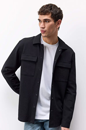 DeFacto Regular Fit Çift Cepli Twill Uzun Kollu Gömlek E7689AX25SPBK81