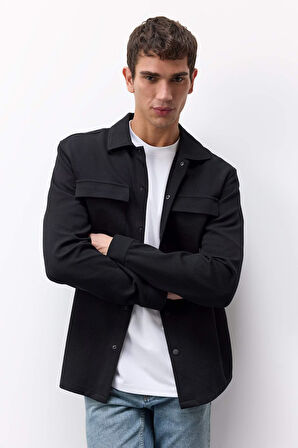 DeFacto Regular Fit Çift Cepli Twill Uzun Kollu Gömlek E7689AX25SPBK81