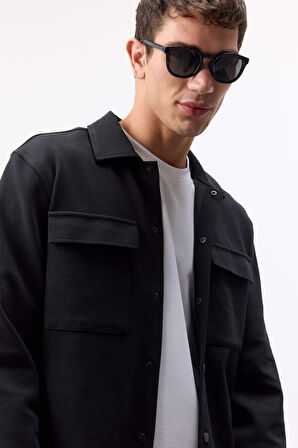 DeFacto Regular Fit Çift Cepli Twill Uzun Kollu Gömlek E7689AX25SPBK81