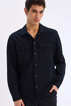 Regular Fit Çift Cepli Twill Uzun Kollu Gömlek