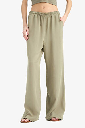 DeFacto Keten Karışımlı Pantolon Wide Leg Geniş Bol Paça Üç Cepli Normal Bel Basic Düz Standart Boy	 C4545AX25SPKH459