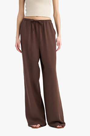 DeFacto Keten Karışımlı Pantolon Wide Leg Geniş Bol Paça Üç Cepli Normal Bel Basic Düz Standart Boy	 C4545AX25SPBN142