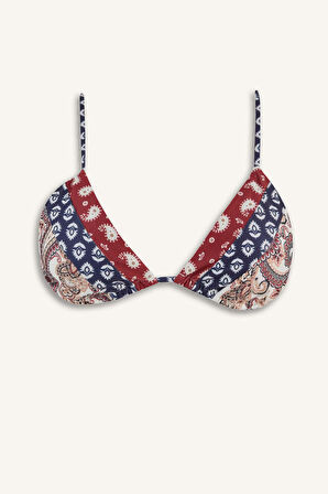 Regular Fit Desenli Bikini Üstü-Fall in Love