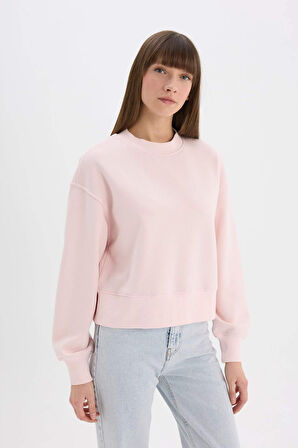 DeFacto Boxy Fit Bisiklet Yaka Basic Düz Kalın Sweatshirt E4732AX25SPPN38