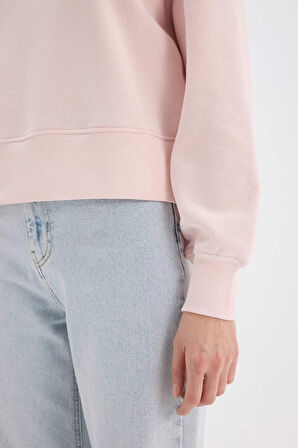 DeFacto Boxy Fit Bisiklet Yaka Basic Düz Kalın Sweatshirt E4732AX25SPPN38