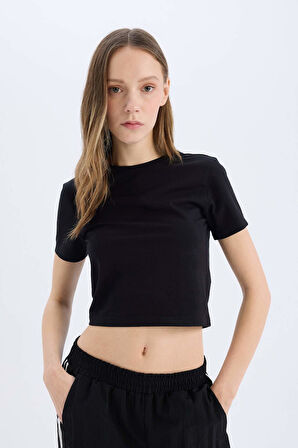 DeFacto Coool Fitted Bisiklet Yaka Basic Düz Kısa Kollu Tişört Z8790AZ25SMBK81