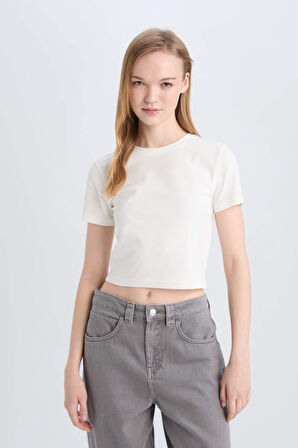 Coool Fitted Bisiklet Yaka Basic Düz Kısa Kollu Tişört