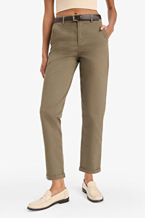 Carrot Fit Gabardin Kemerli Pantolon Cepli Yüksek Bel
