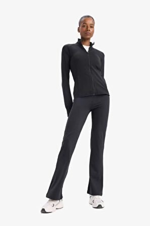 DeFactoFit Fitted Dik Yaka Sporcu Fermuarlı Sweatshirt Hırka E7755AX25SPBK81