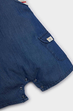 Erkek Bebek Etiket Baskılı Kısa Kollu Yumuşak Jean 2'li Takım