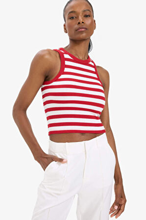 DeFactoFit Standart Fit Çizgili Bisiklet Yaka Sporcu Atlet D9316AX25SPRD256