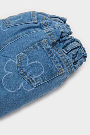 Kız Bebek Paperbag Çiçekli Jean Pantolon