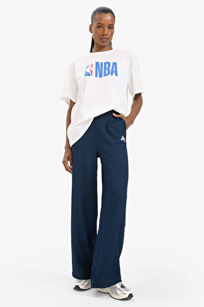 DeFactoFit NBA Los Angeles Lakers Wide Leg Cepli Geniş Paça Standart Boy Krinkıl Kumaş Sporcu Pantolon E3621AX25SMNV94