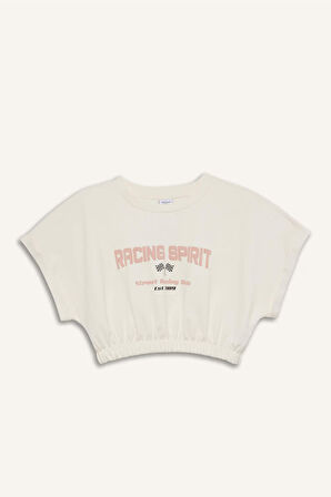 DeFactoFit Cropped Fit Bisiklet Yaka Baskılı Sporcu Kısa Kollu Tişört D9034AX25SPER136