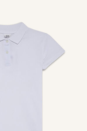 Kız Çocuk Regular Fit Polo Yaka Basic Düz Pike 2'li Uzun Kollu Polo Tişört