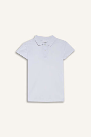 Kız Çocuk Regular Fit Polo Yaka Basic Düz Pike 2'li Uzun Kollu Polo Tişört
