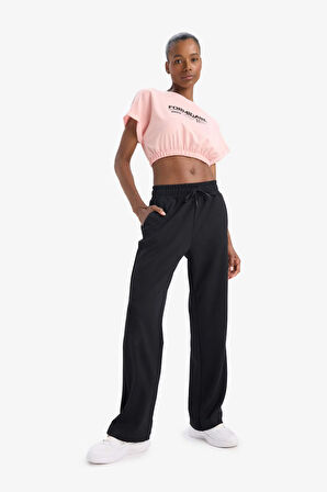 DeFactoFit Cropped Fit Bisiklet Yaka Baskılı Sporcu Kısa Kollu Tişört D9035AX25SPPN243