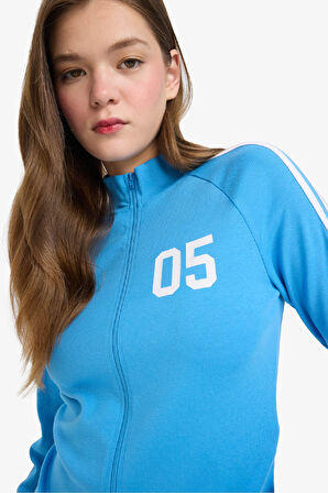 DeFacto Coool Fitted Baskılı Ribana Fermuarlı Hırka E7656AX25SPBE339