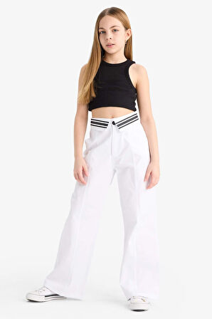 Kız Çocuk Wide Leg Geniş Paça Pamuklu Pantolon