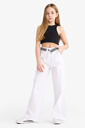 Kız Çocuk Wide Leg Geniş Paça Pamuklu Pantolon