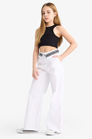 Kız Çocuk Wide Leg Geniş Paça Pamuklu Pantolon