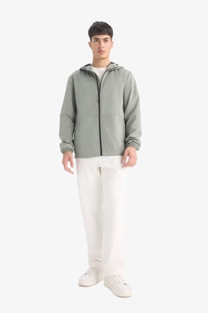 Su İtici Slim Fit Dar Kesim Kapüşonlu Fermuarlı Mont