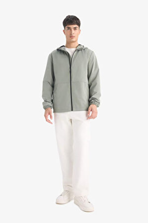 Su İtici Slim Fit Dar Kesim Kapüşonlu Fermuarlı Mont