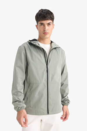 Su İtici Slim Fit Dar Kesim Kapüşonlu Fermuarlı Mont