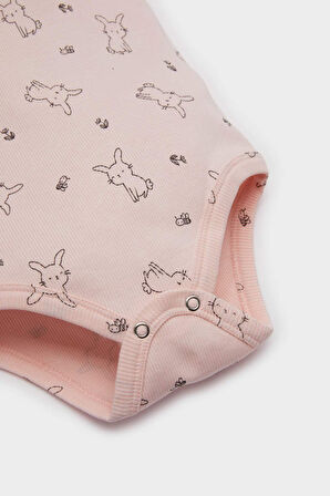 DeFacto Kız Bebek 2'li Takım Desenli Fitilli Kaşkorse Kısa Kollu Çıtçıtlı Body Beli Lastikli Şort E8240A525SMPN300