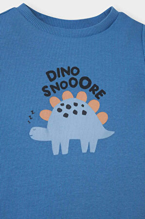 DeFacto Erkek Bebek 2'li Takım Dinazor Baskılı Kısa Kollu Fitilli Kaşkorse Kısa Kollu ÇIçılt Body Şort E8228A525SMBE105