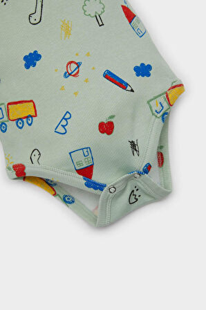 DeFacto Erkek Bebek 2'li Takım Dinazor Baskılı Kısa Kollu Fitilli Kaşkorse Çıtçıtlı Body Beli Lastikli Şort E8227A525SMGN1132