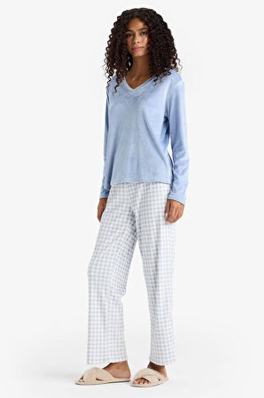 Regular Fit Uzun Kollu 2'li Velur Takım Fall in Love