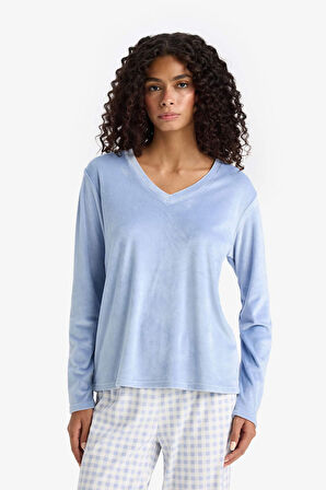 Regular Fit Uzun Kollu 2'li Velur Takım Fall in Love