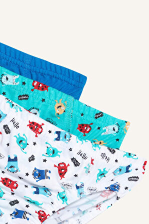 Erkek Çocuk Canavar Baskılı 3'lü Slip Külot