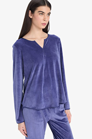 Pijama Takımı Regular Fit Uzun Kollu Velur Üst Uzun Alt-Fall in Love