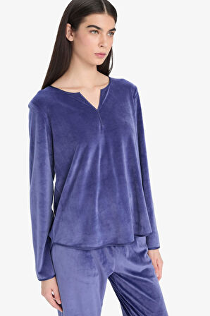 Pijama Takımı Regular Fit Uzun Kollu Velur Üst Uzun Alt-Fall in Love