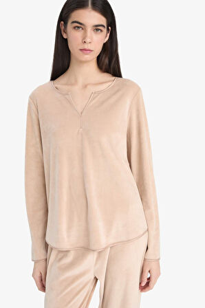 Pijama Takımı Regular Fit Uzun Kollu Velur Üst Uzun Alt-Fall in Love