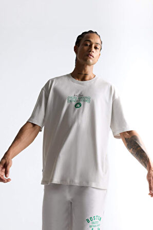 DeFactoFit NBA Boston Celtics Oversize Geniş Kalıp Bisiklet Yaka Sırt Baskılı Kısa Kollu Tişört