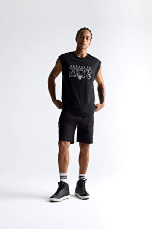 DeFactoFit NBA Brooklyn Nets Oversize Geniş Kalıp Bisiklet Yaka Atlet E7284AX25AUBK81