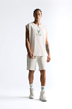 DeFactoFit NBA Milwaukee Bucks Oversize Geniş Kalıp Bisiklet Yaka Atlet E4859AX25AUBG662