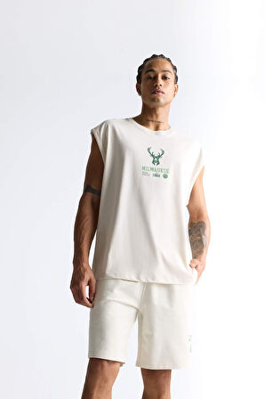 DeFactoFit NBA Milwaukee Bucks Oversize Geniş Kalıp Bisiklet Yaka Atlet E4859AX25AUBG662