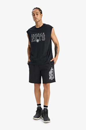DeFactoFit NBA Brooklyn Nets Standart Fit Kısa Paça Şort