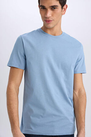 DeFacto New Regular Fit Bisiklet Yaka Basic Düz %100 Pamuk Kısa Kollu Tişört V7699AZ25SPBE299