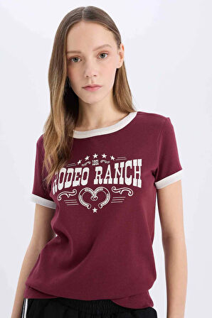 DeFacto Coool Regular Fit Bisiklet Yaka Baskılı Ribana Kısa Kollu Tişört E4379AX25SMBR210