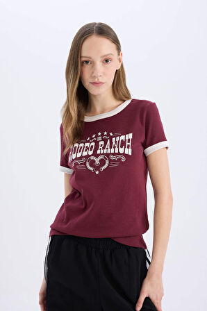 DeFacto Coool Regular Fit Bisiklet Yaka Baskılı Ribana Kısa Kollu Tişört E4379AX25SMBR210