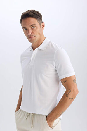 DeFacto Regular Fit Kısa Kollu Basic Düz Pike Kumaş Polo Tişört C1293AX25SPWT34