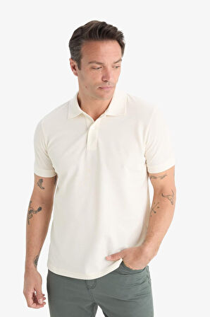Regular Fit Kısa Kollu Basic Düz Pike Kumaş Polo Tişört
