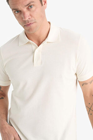 Regular Fit Kısa Kollu Basic Düz Pike Kumaş Polo Tişört