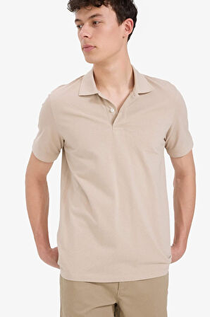 Regular Fit Kısa Kollu Basic Düz Pike Kumaş Polo Tişört